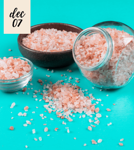 Himalayan pink salt in a jar before and after cosmetics